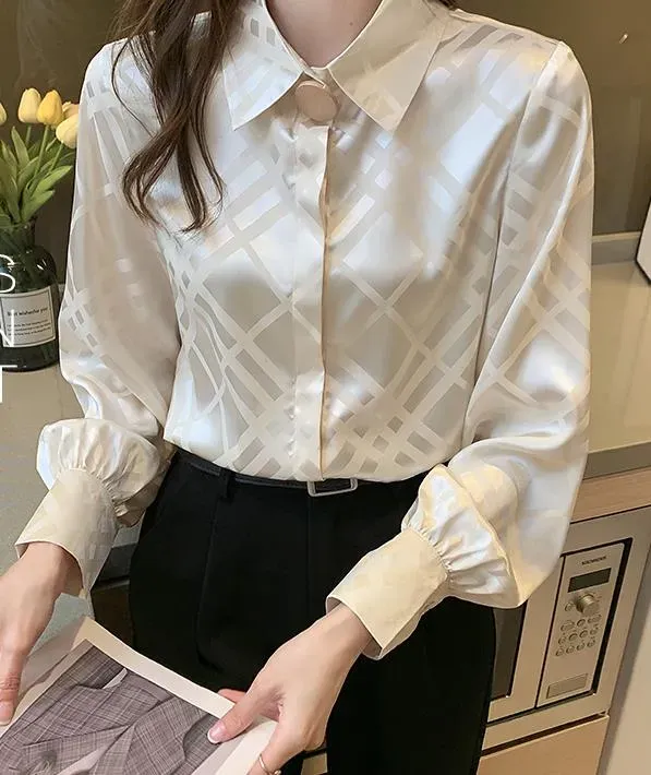 Elegant Design Women Satin Shirt Ladies