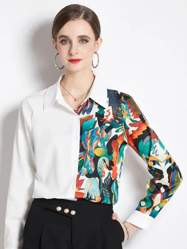 قميص بطبعة مودرن نسائي