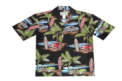 Hawaiian Shirt 484-BLACK