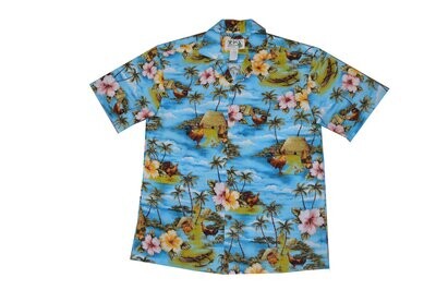 Hawaiian Shirt 525-BLUE