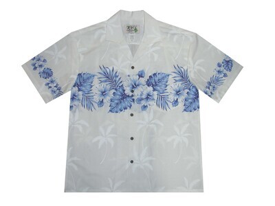 Hawaiian Shirt 412-WHITE-NAVY