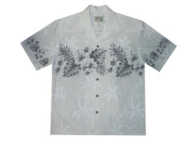 Hawaiian Shirt 412-WHITE-BLACK