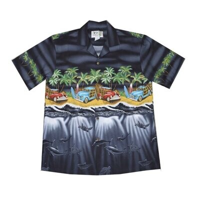Hawaiian Shirt 536-BLACK