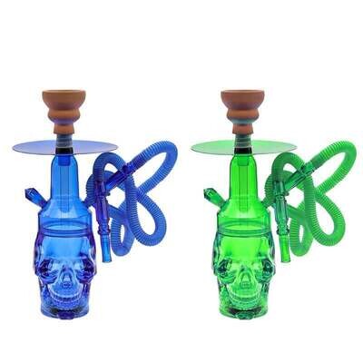 Skull Acrylic Hookah | 1 Hose | 12in | Assorted Colors