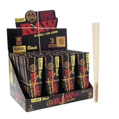 RAW Black (King Size) Cones 3pk