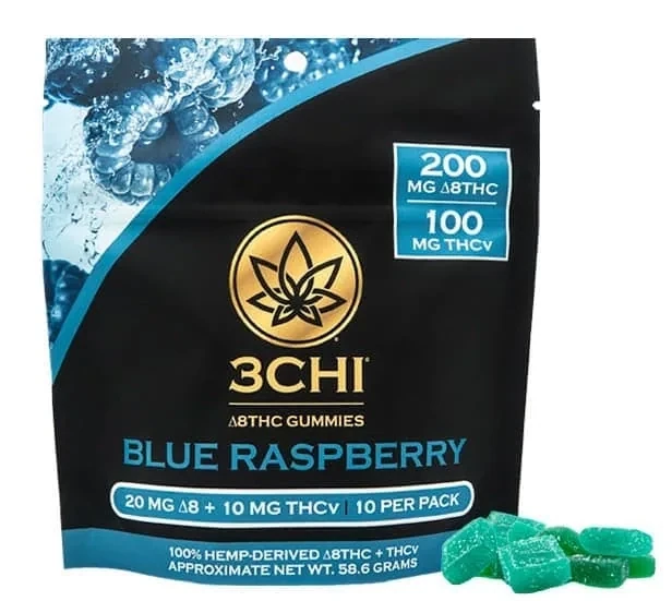 3Chi Delta8+THC-V Gummies | Blue Raspberry | 300mg