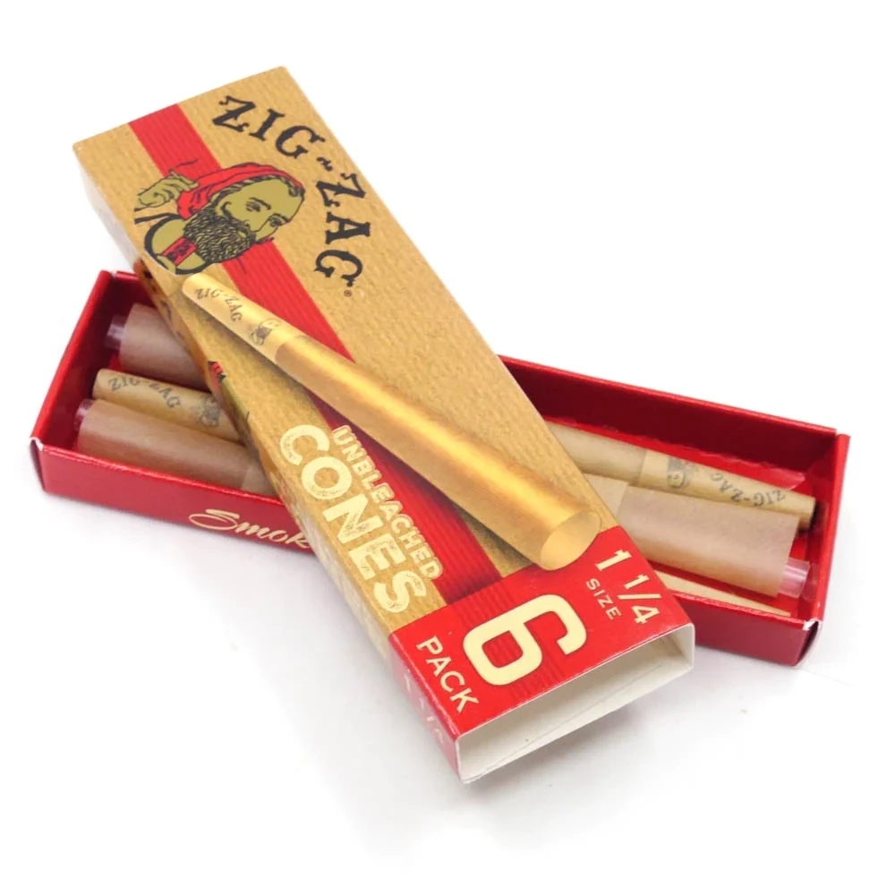 Zig Zag 1 1/4 Cones Unbleached (6pk)