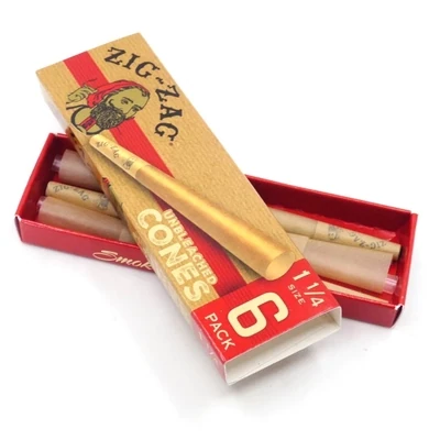 Zig Zag 1 1/4 Cones Unbleached (6pk)