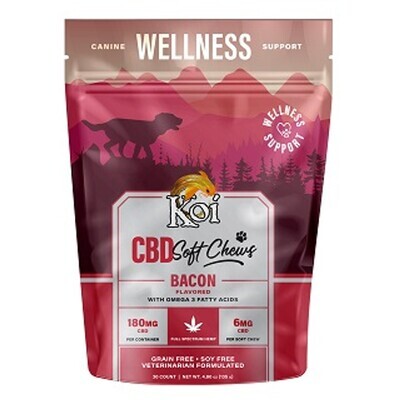 Koi Wellness Support CBD Soft Chews Dog Treats | 180mg | 30 Count | Bacon Flavored