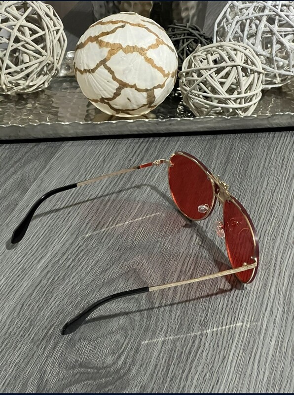 Bee Sunglasses - Red Lens with Gold Frame