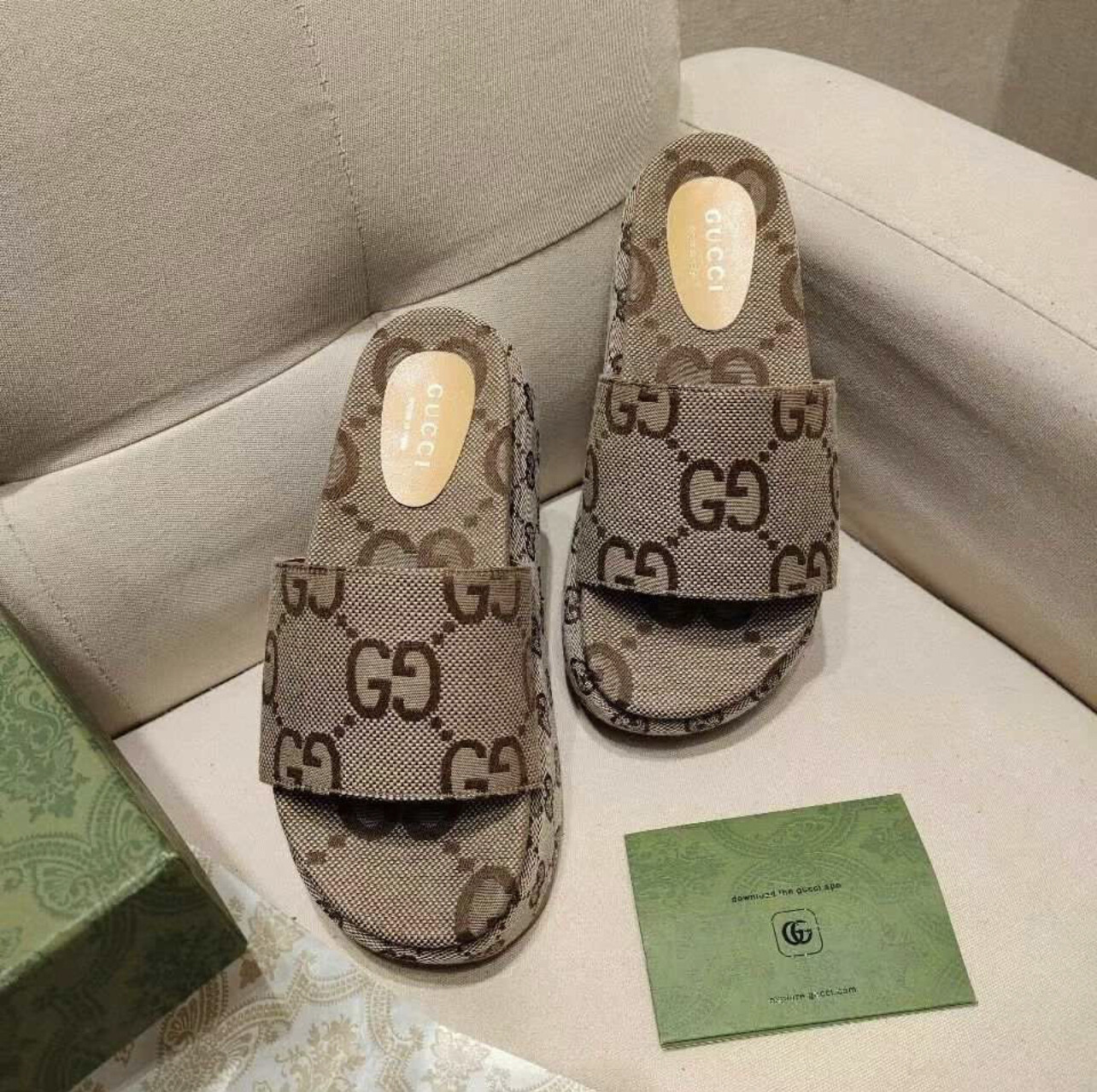 G-Brown-Platform Slide Sandal-Size 41