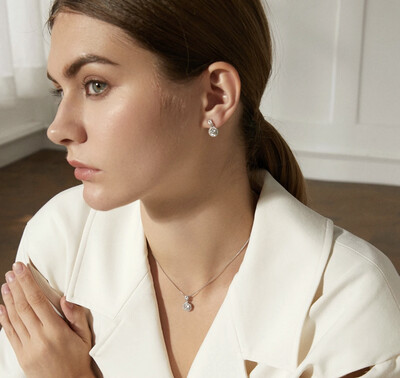 Diamond Earring/Necklace Set - Moissanite