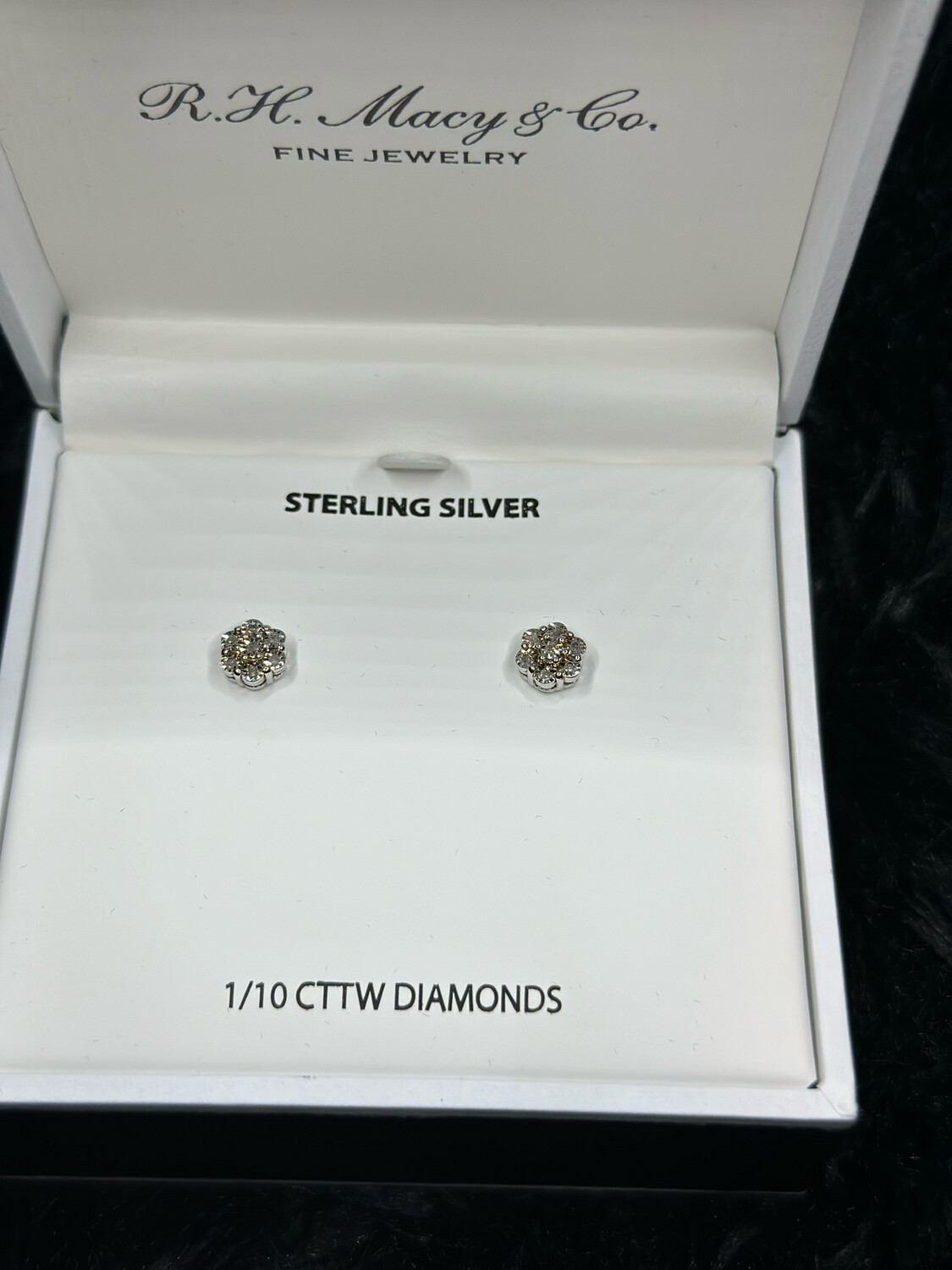 1/10 Ct Silver Diamond Earrings