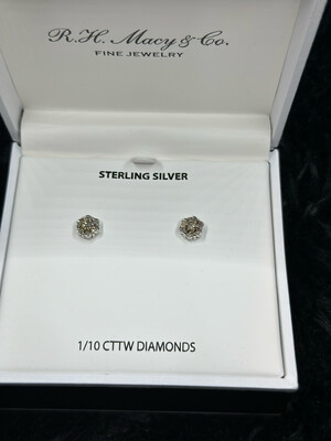 1/10 Ct Silver Diamond Earrings