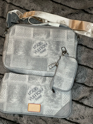 Grey LV Double Cross Body
