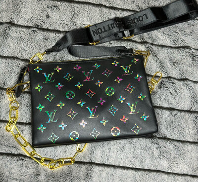 LV Black With Multi Color Logo