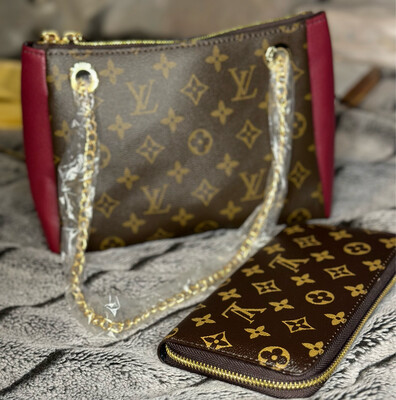 LV Burgundy Purse With Wallet
