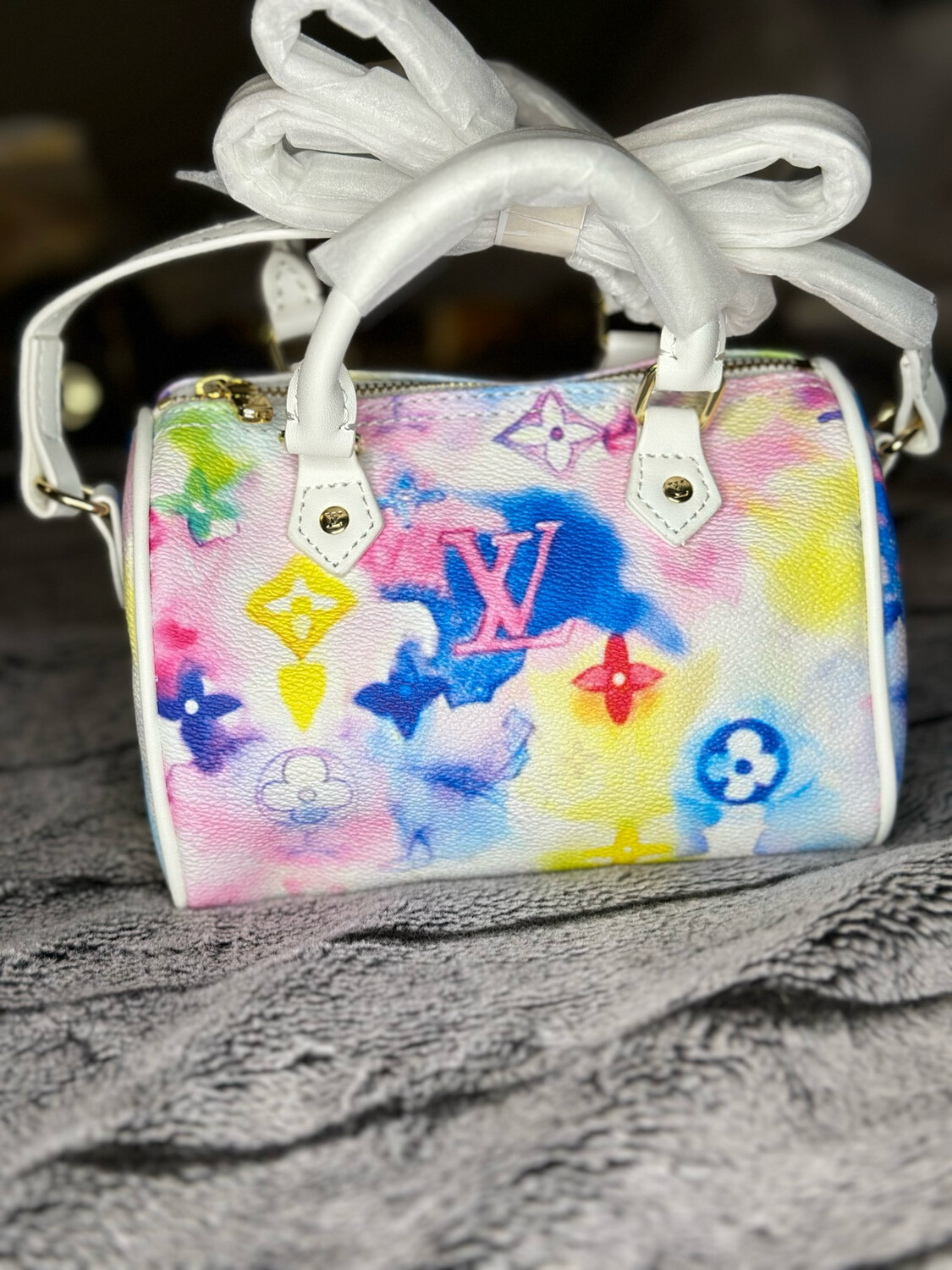 LV Small Mini Tote White Multi