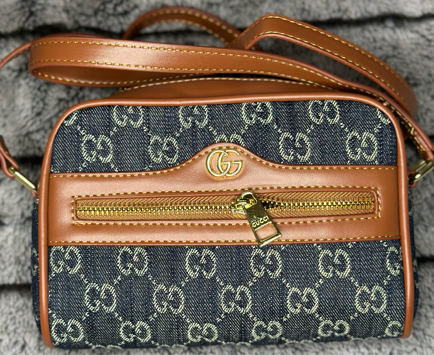 Gucci Blue And Brown Cross