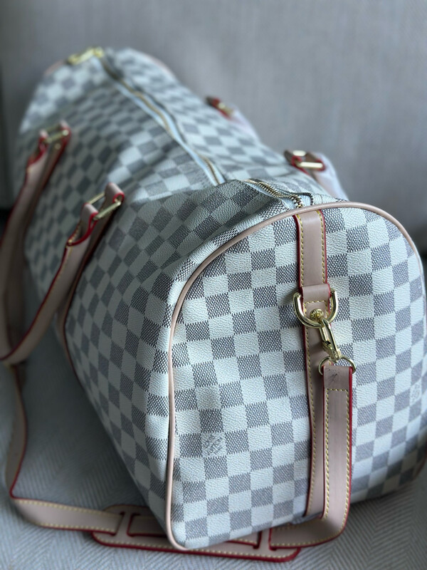 LV White Checker Duffle