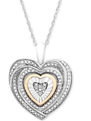 Diamond Accent Two Tone Heart Sterling Silver And 10k Gold