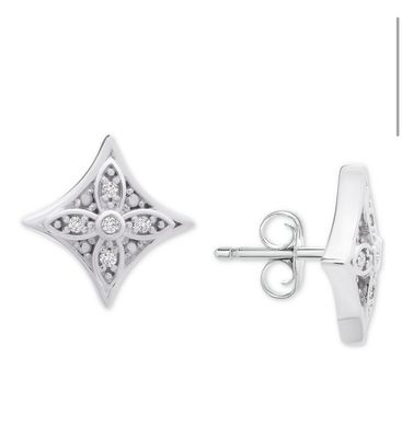 1/10 Diamond Earrings Silver