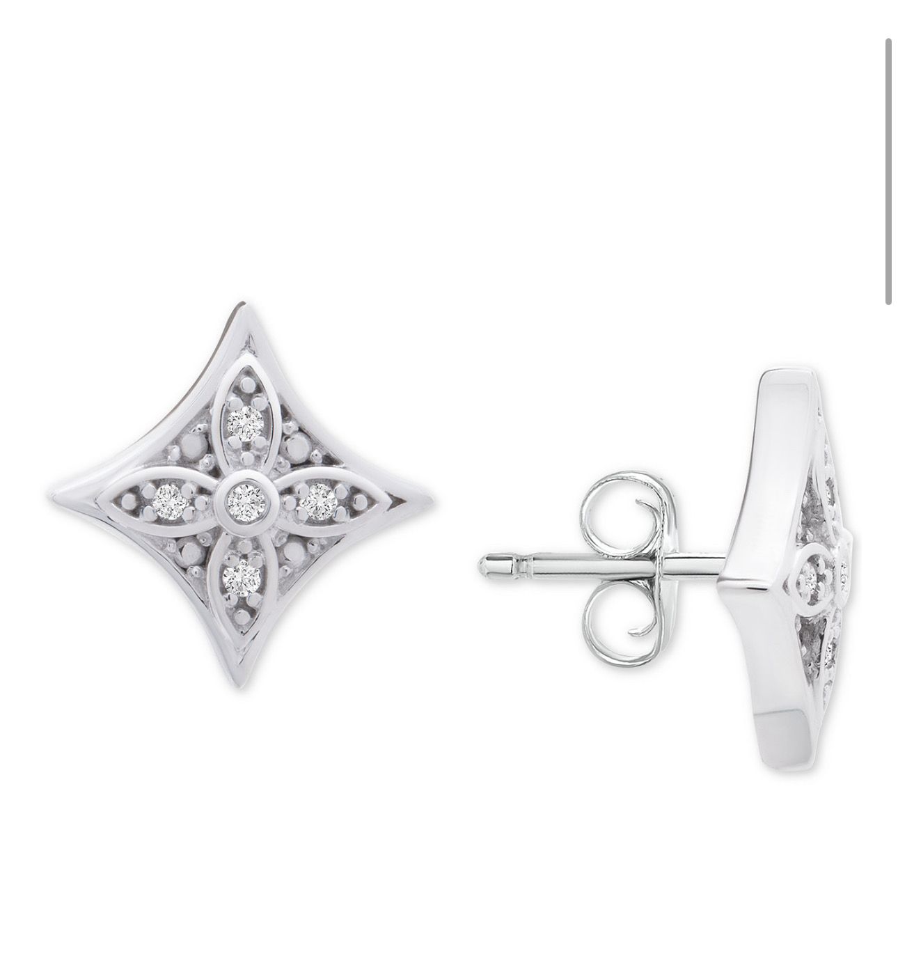 1/10 Diamond Earrings Silver
