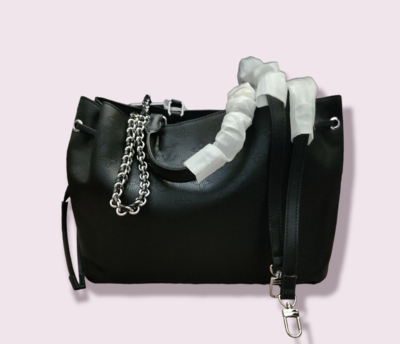 LV Black Leather Bucket Bag