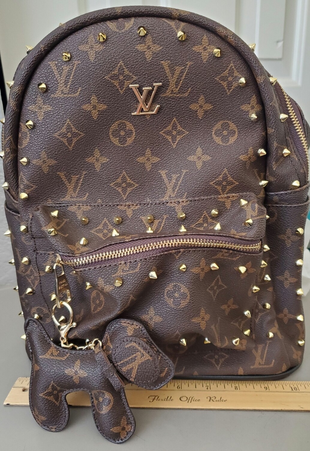 LV Brown Studded Backpack