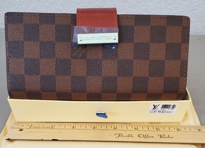 LV Brown Checkered Snap Closure Wallet
