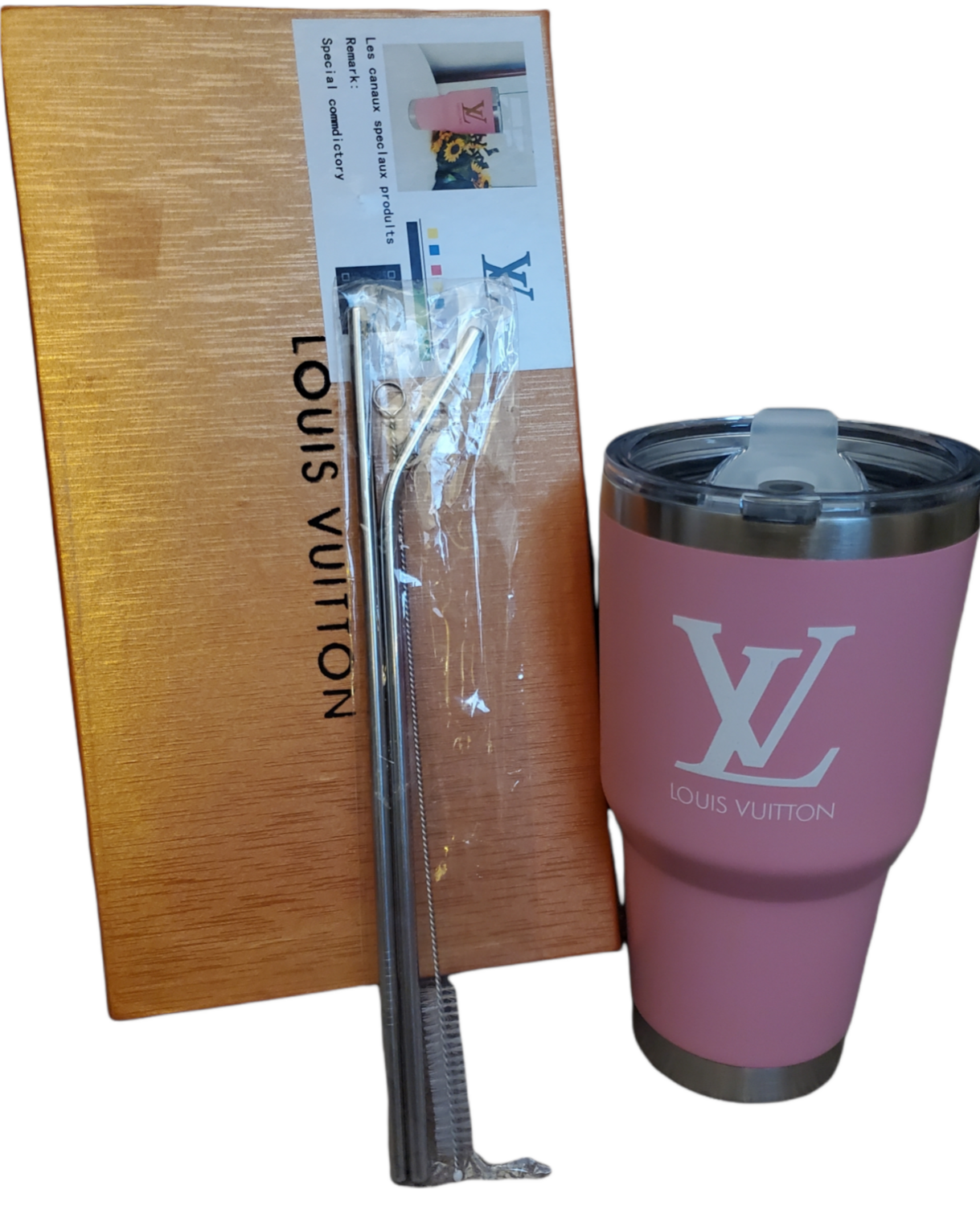 LV Pink Stainless Steel Travel Cup