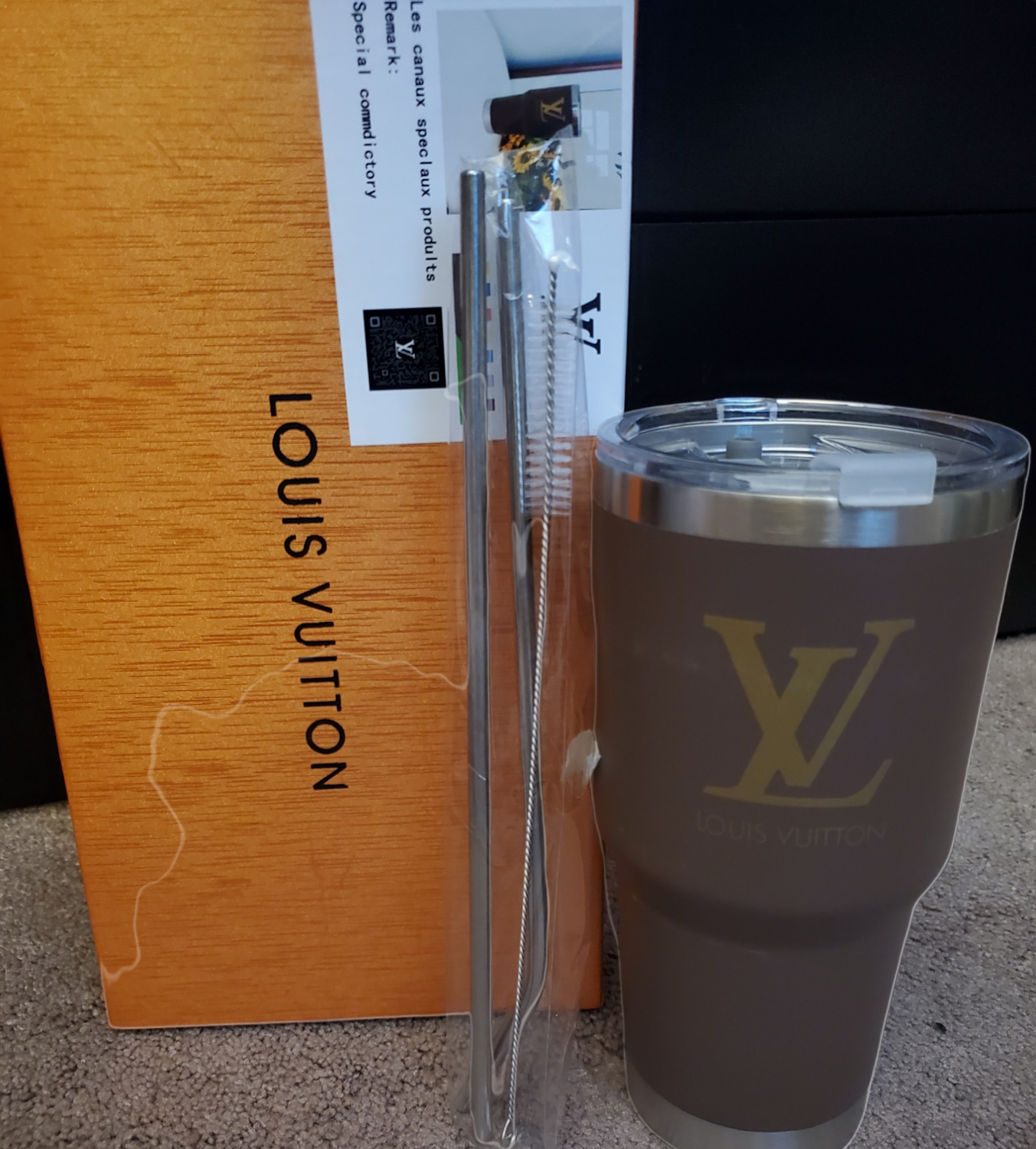LV Brown Stainless Steel Travel Cup