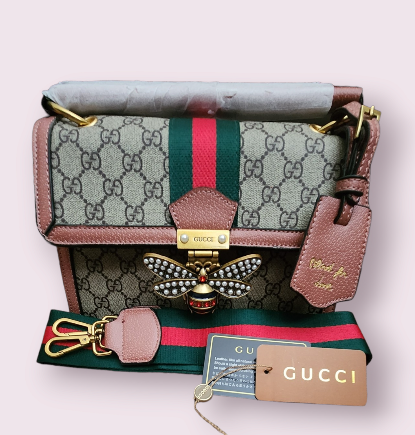Gucci pink Bee Bag