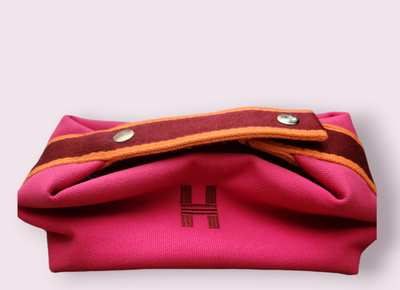 Hermes Pink Cosmetic  Bag Canvas