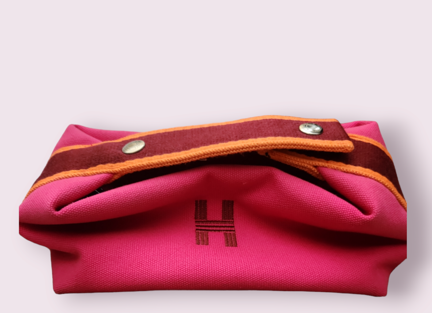 Hermes Pink Cosmetic  Bag Canvas