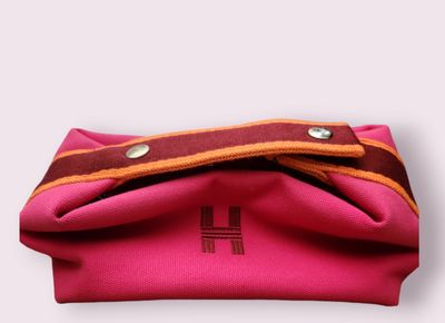 Hermes Pink Cosmetic  Bag Canvas
