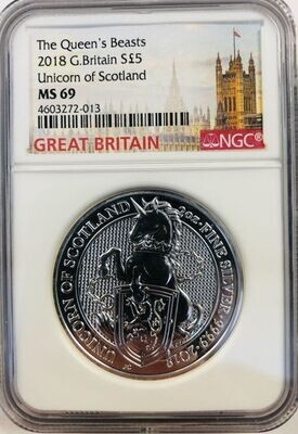 2018 Queen's Beast Unicorn of Scotland NGC MS69