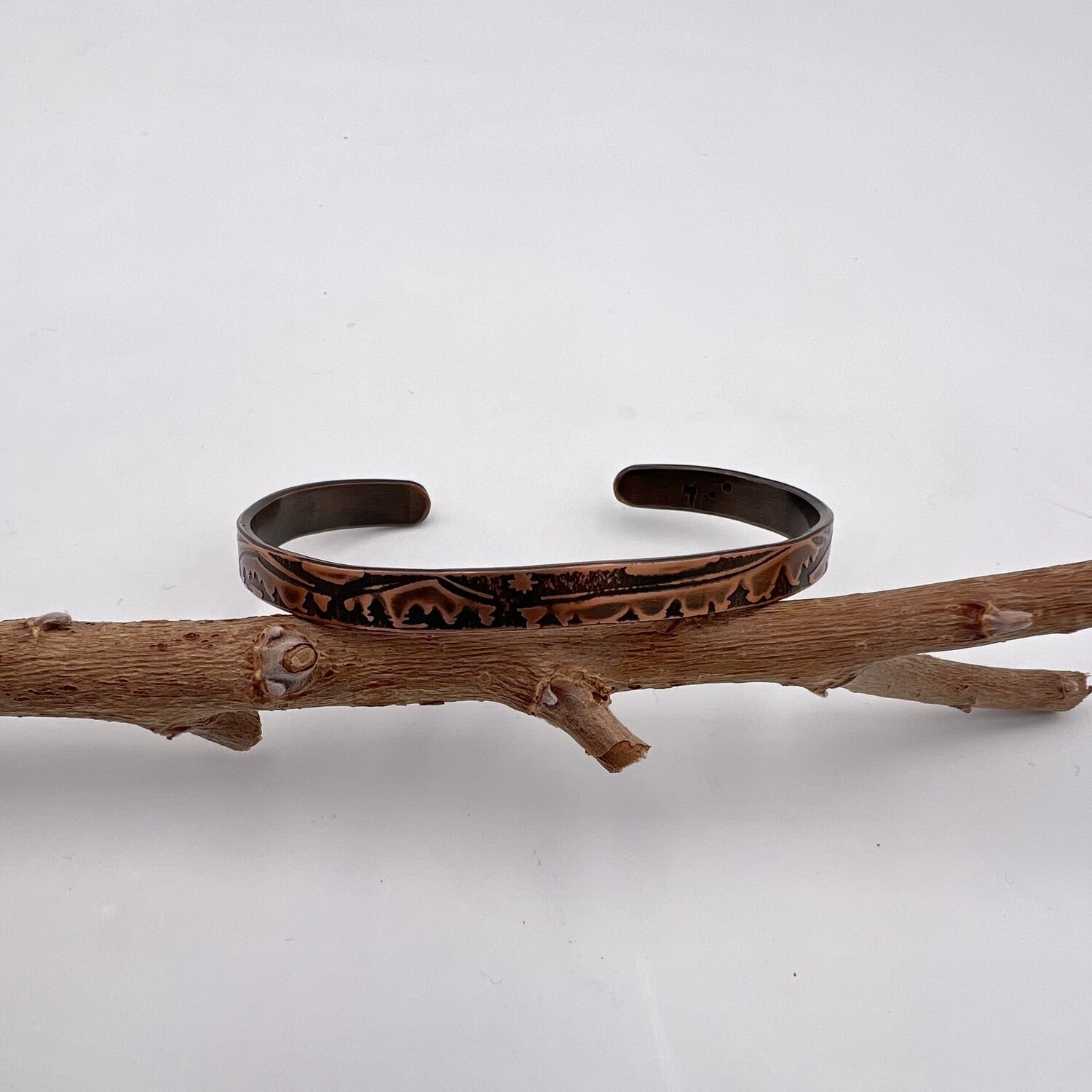Mountain and Tree Narrow Copper Cuff Mountain and Tree Narrow Copper Cuff