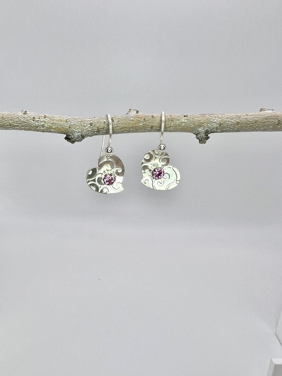 Birthstone Earrings - Hearts that Sparkle Earrings with Riveted Stone of your Choice Birthstone Earrings - Hearts that Sparkle Earrings with Riveted Stone of your Choice