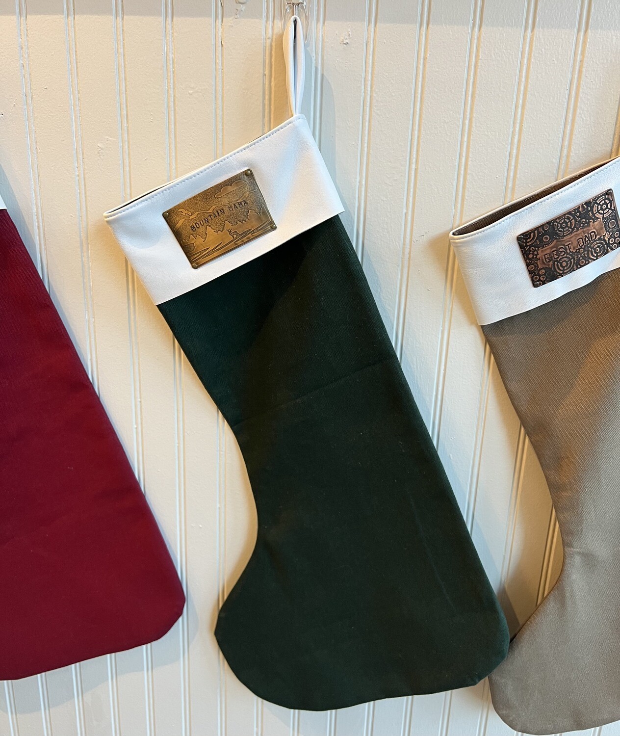 Personalized Christmas Stockings with Color, Text, Pattern & Metal Choice Personalized Christmas Stockings with Color, Text, Pattern & Metal Choice