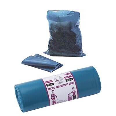 SACCHI PER RIFIUTI EDILI BLU 50x80 cm - Rot. 10 strappi in blister