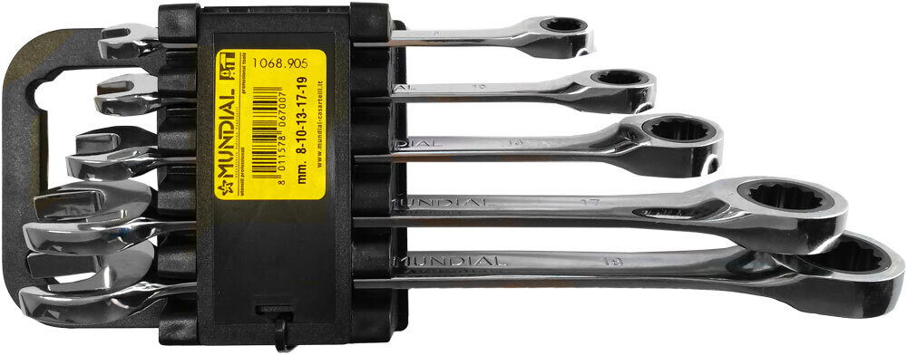 Serie chiavi combinate a cricchetto MUNDIAL 5 pezzi (8-19 mm)