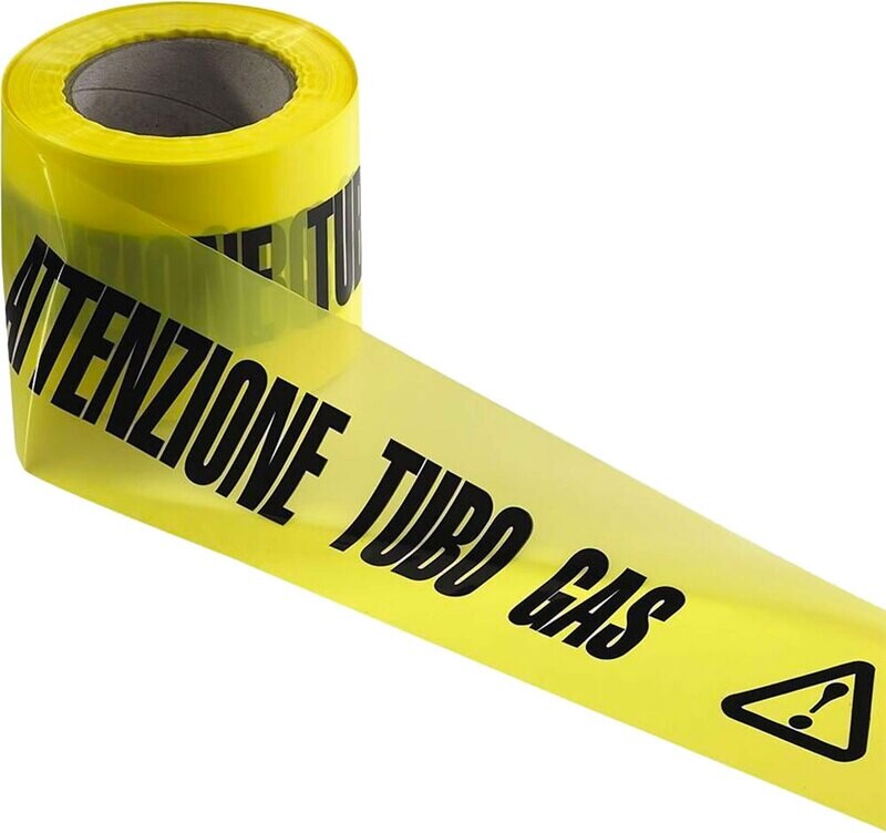 NASTRO SEGNALETICO &#39;ATTENZIONE TUBO GAS&#39; cm 10x200 mt