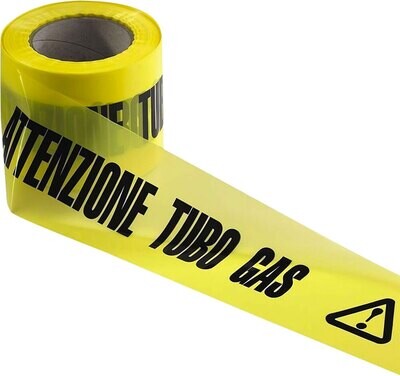 NASTRO SEGNALETICO &#39;ATTENZIONE TUBO GAS&#39; cm 10x200 mt