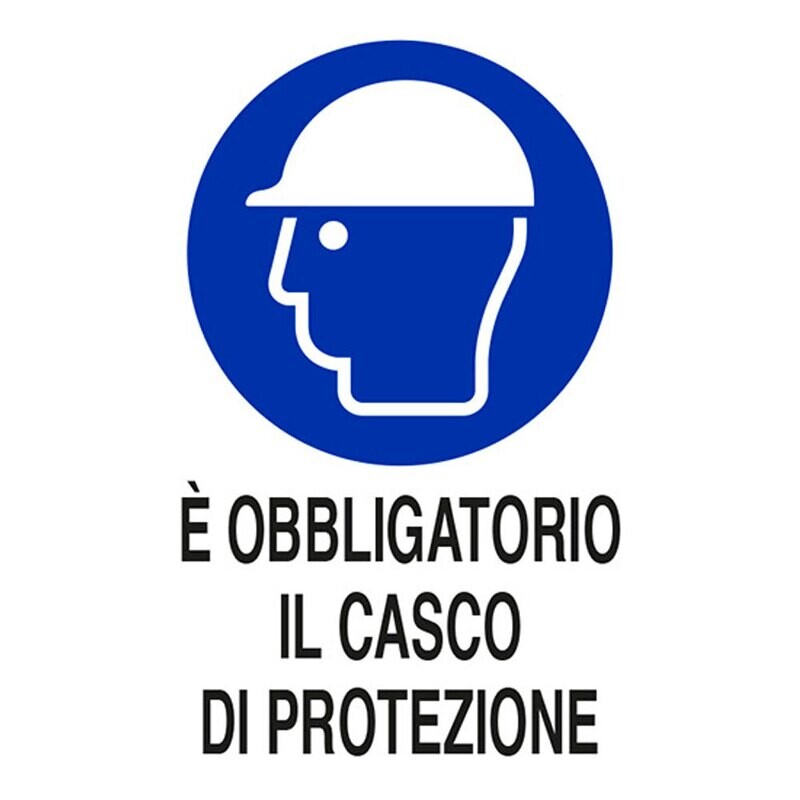 CARTELLO &#39;OBBLIGATORIO IL CASCO DI PROTEZIONE&#39; 40x60 cm - 10 pz