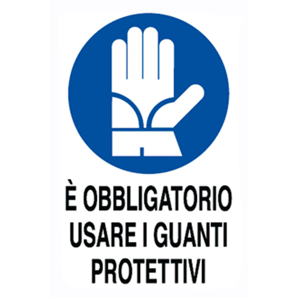 CARTELLO &#39;OBBLIGATORIO USARE I GUANTI PROTETTIVI&#39; 40x60 cm - 10 pz