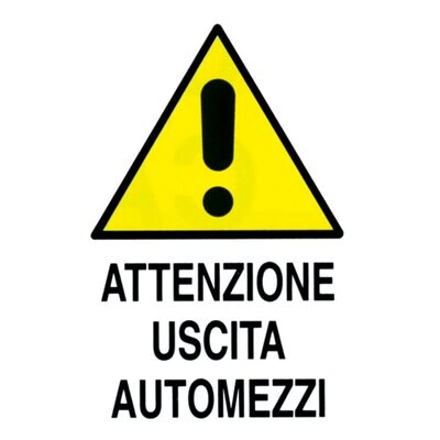 CARTELLO &#39;ATTENZIONE USCITA AUTOMEZZI&#39; 40x60 cm - 10 pz