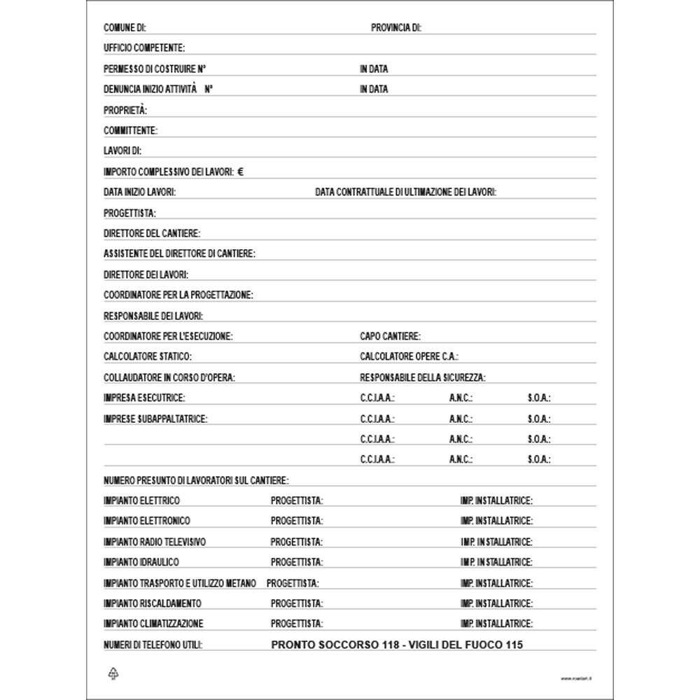 CARTELLO &#39;CONCESSIONE EDILE&#39; 40x60 cm - 10 pz