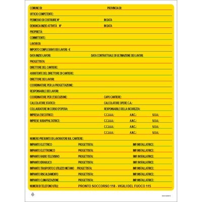 CARTELLO &#39;CONCESSIONE EDILE&#39; COLORATO 60x80 cm - 10 pz