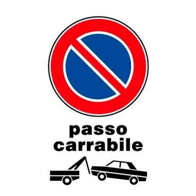 CARTELLO &#39;PASSO CARRABILE RIMOZIONE FORZATA&#39; 20x30 cm -10 pz